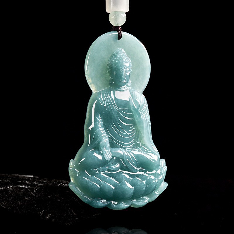 Women Fashion Necklace - Collana con Pendente Buddha in Giadeite