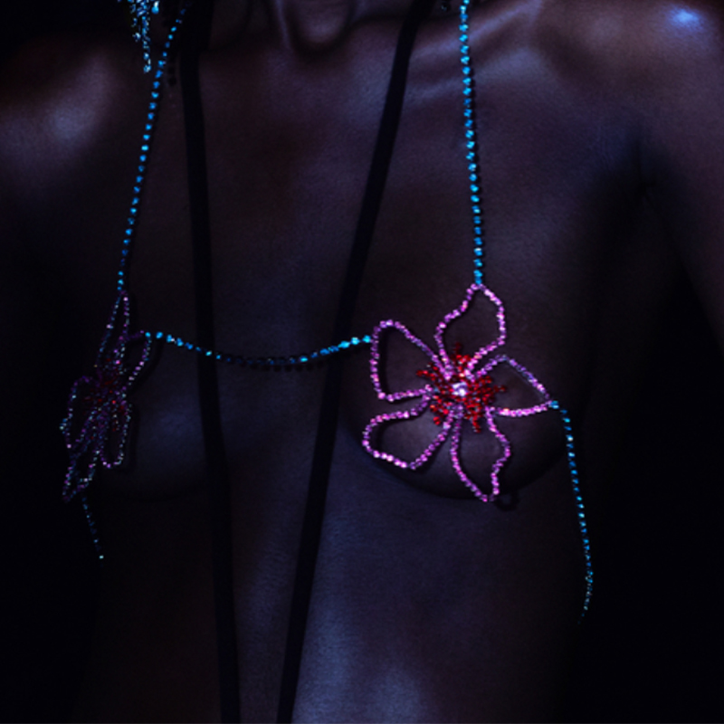 Women'S Fashion Jewellery - Stonefans rosa fiore petto catena gioielli