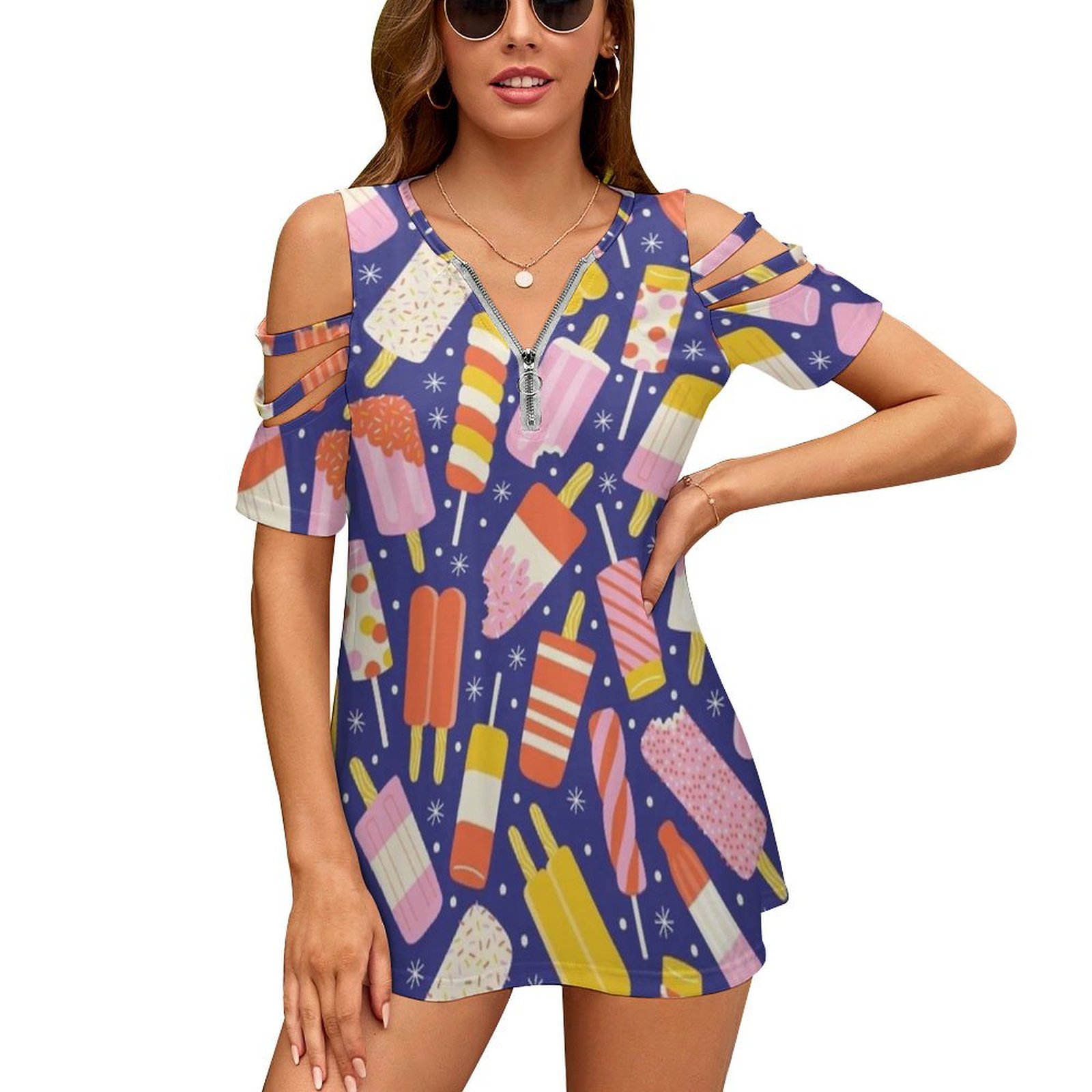 Women Fashion Vector - Popsicles New Fashion Zip Off Spalla