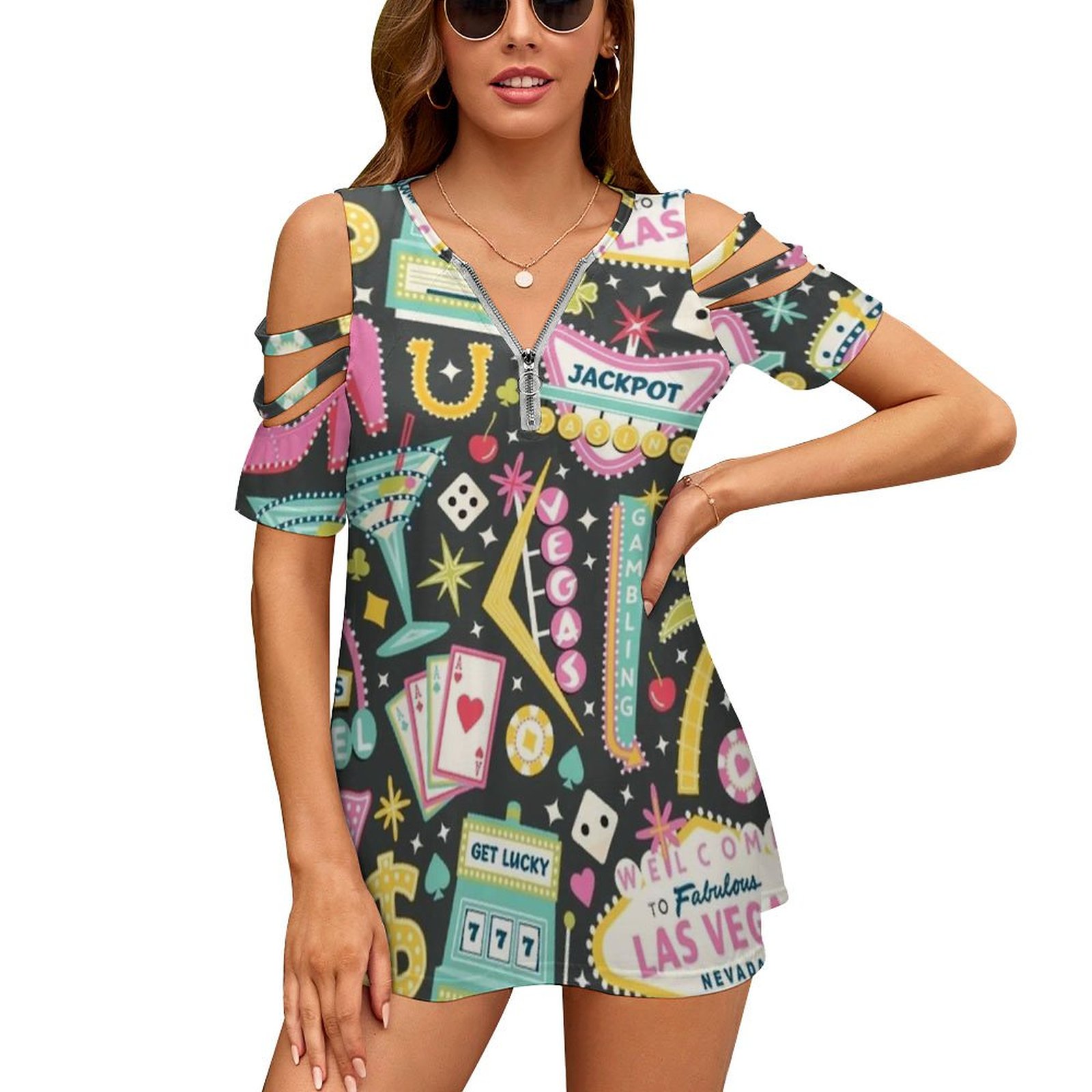 Women Fashion Vector - Viva Las Vegas T-shirt da donna