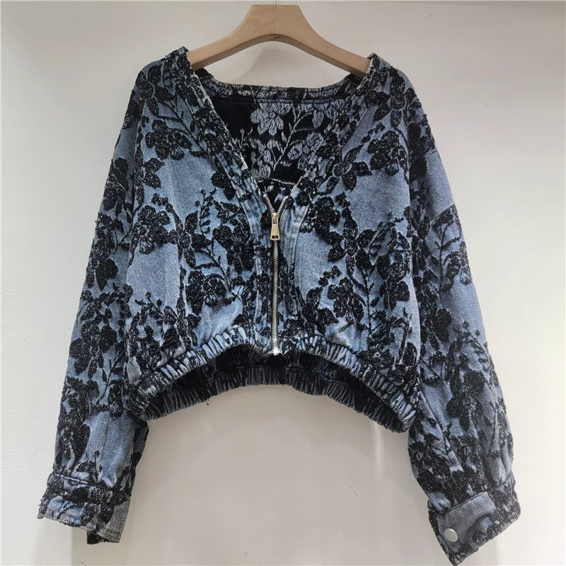 Giacca di Jeans Corta Jacquard - Women'S Fashion Denim Jacket recensione e prezzo