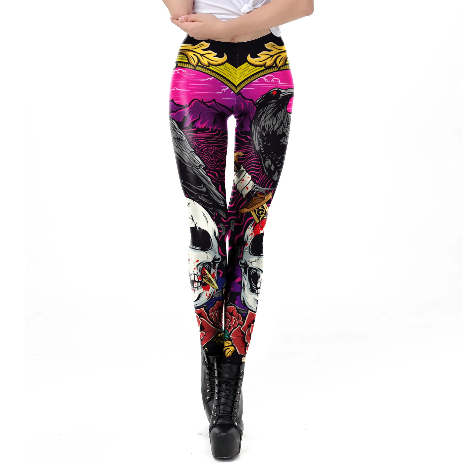 Leggings con stampa teschio ro - Women'S Fashion Leggings recensione e prezzo
